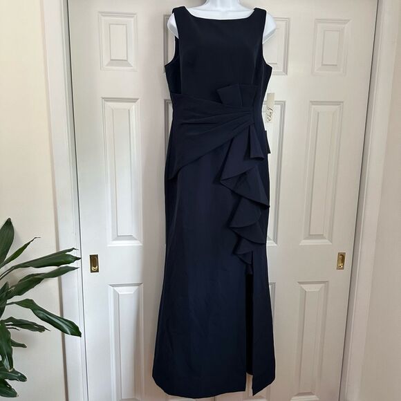Eliza J Ruffle Front Gown Navy size 12 - Picture 6 of 12